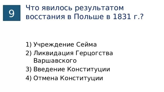 Причины и итоги восстания в царстве польском. Результат восстания в польше 1831.