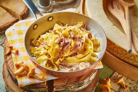 Макароны с лисичками