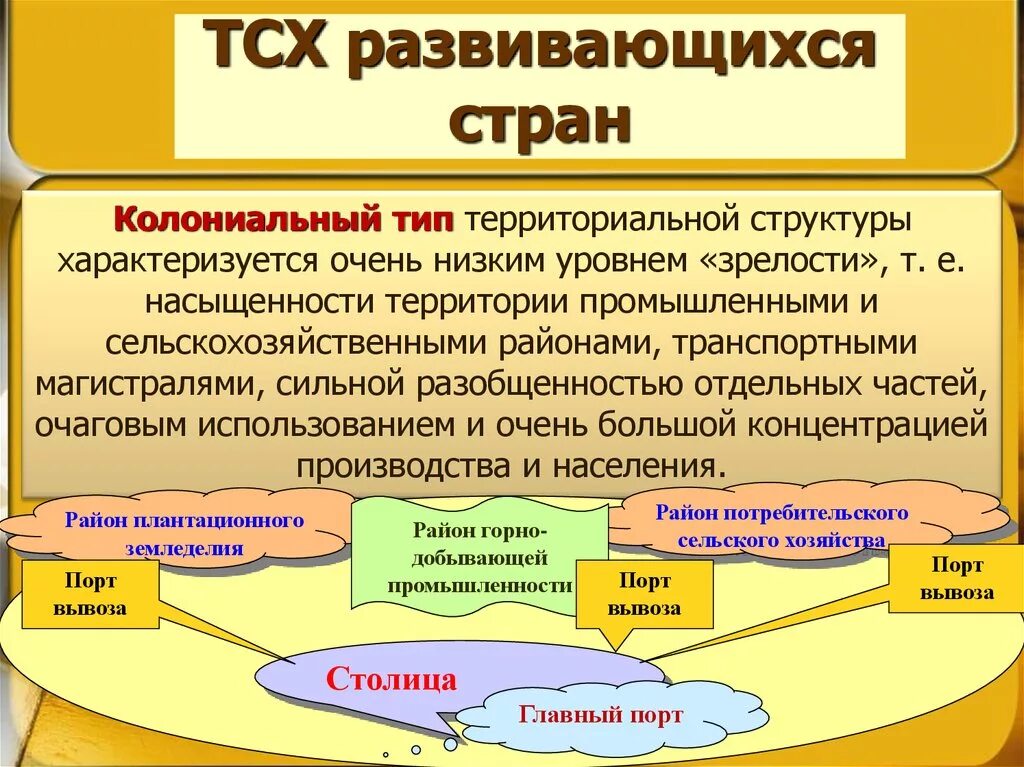 Что характерно для так называемого колониального типа