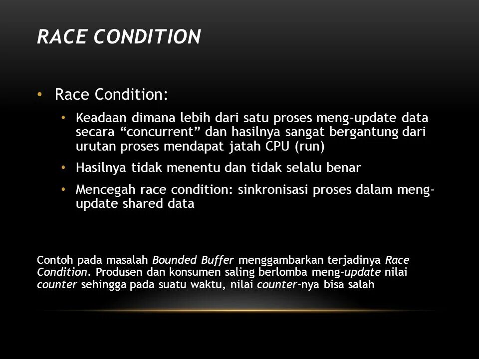 Racing conditions. Racing conditions