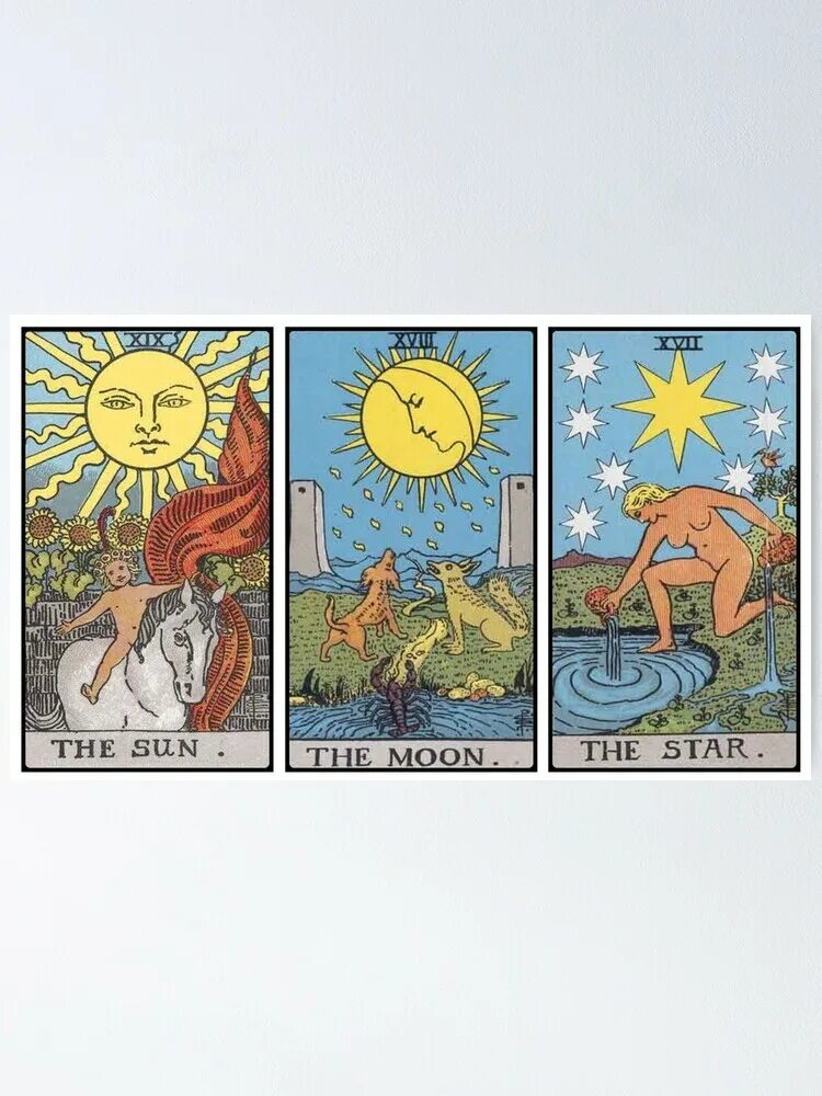 The sun the moon the stars. Таро Sun and Moon Tarot/. Звезда, Луна, солнце Таро. Карта Таро the Moon. Карта Таро the Star и the Moon.