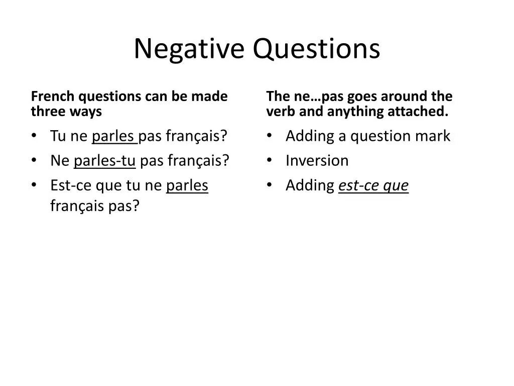 French questions. Negative questions. Negative questions в английском языке. Negative questions правило. Positive negative question правило.