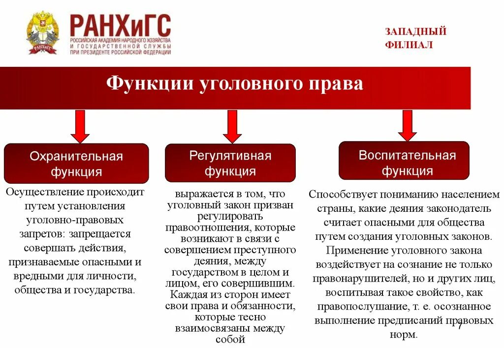 Функции законодательства рф. Регулятивные и охранительные функции в уголовном праве.