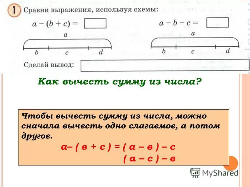 Чтобы вычесть из суммы можно