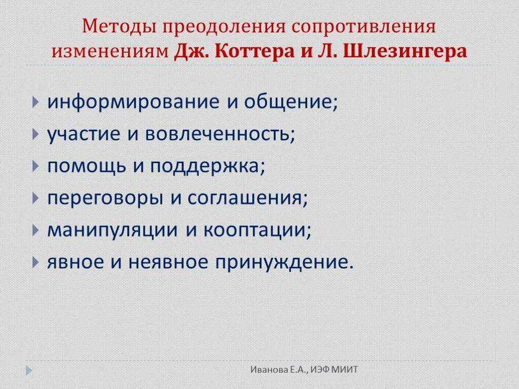 Методы сопротивления изменениям. Методы преодоления сопротивления. Методы преодоления сопротивления изменениям Коттер. Сопротивление способ изменения. Методы преодоления изменений