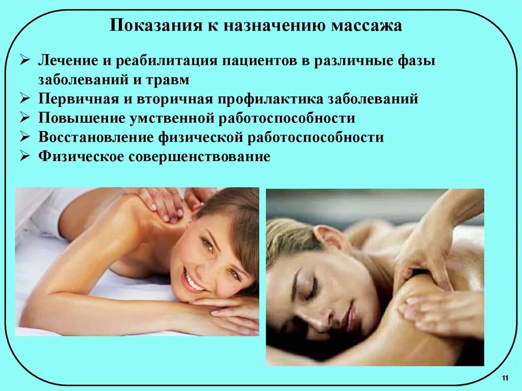 Массаж бывает виды. Показания и противопоказания к массажу. общие основы массажа. классический массаж. общий классический массаж презентация.