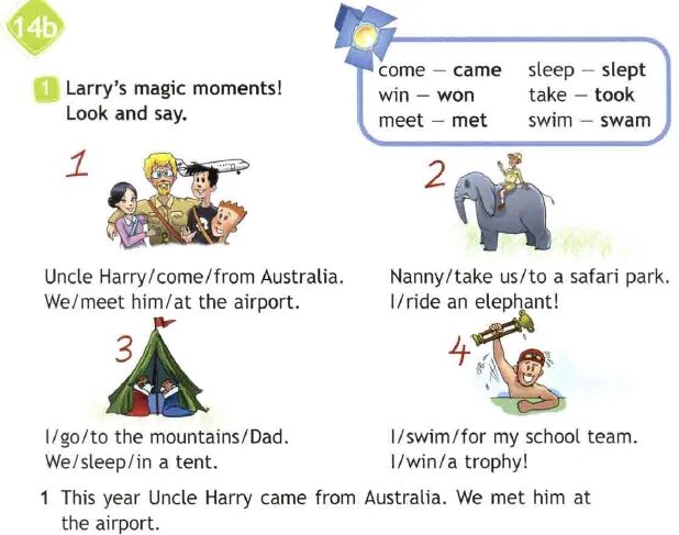 Ответ he coming. Larry Magic moments look and say ответы. Учебник английского языка 4 класс Ларри. Uncle Harry come from Australia. My Magic moments 3 класс.