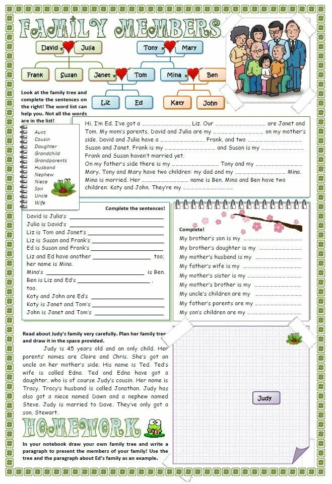 Parents names. Look at the family tree and complete the sentences below ответы. tony has drawn his family tree complete it with names of the family members рабочая тетрадь. family tree. complete the sentences. look at the family tree and complete the sentences перевод на русский.