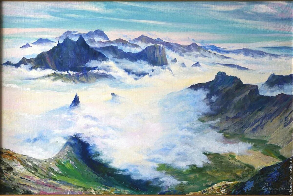 Море работы горы работы. Арнольд лоури горный пейзаж. &quot;горы и море&quot; - пейзаж васильев. саккаев эльбрус.. горный пейзаж акварелью.