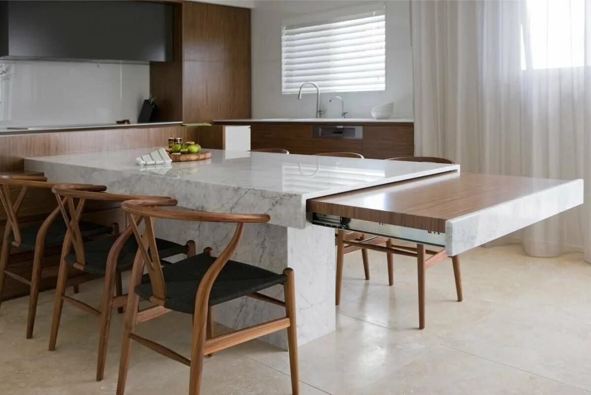 Обеденный стол Sierra Dining Table - whitewashed. Кухонный остров с выдвижным столом. Раздвижной кухонный остров. Стол кухонный раздвижной.