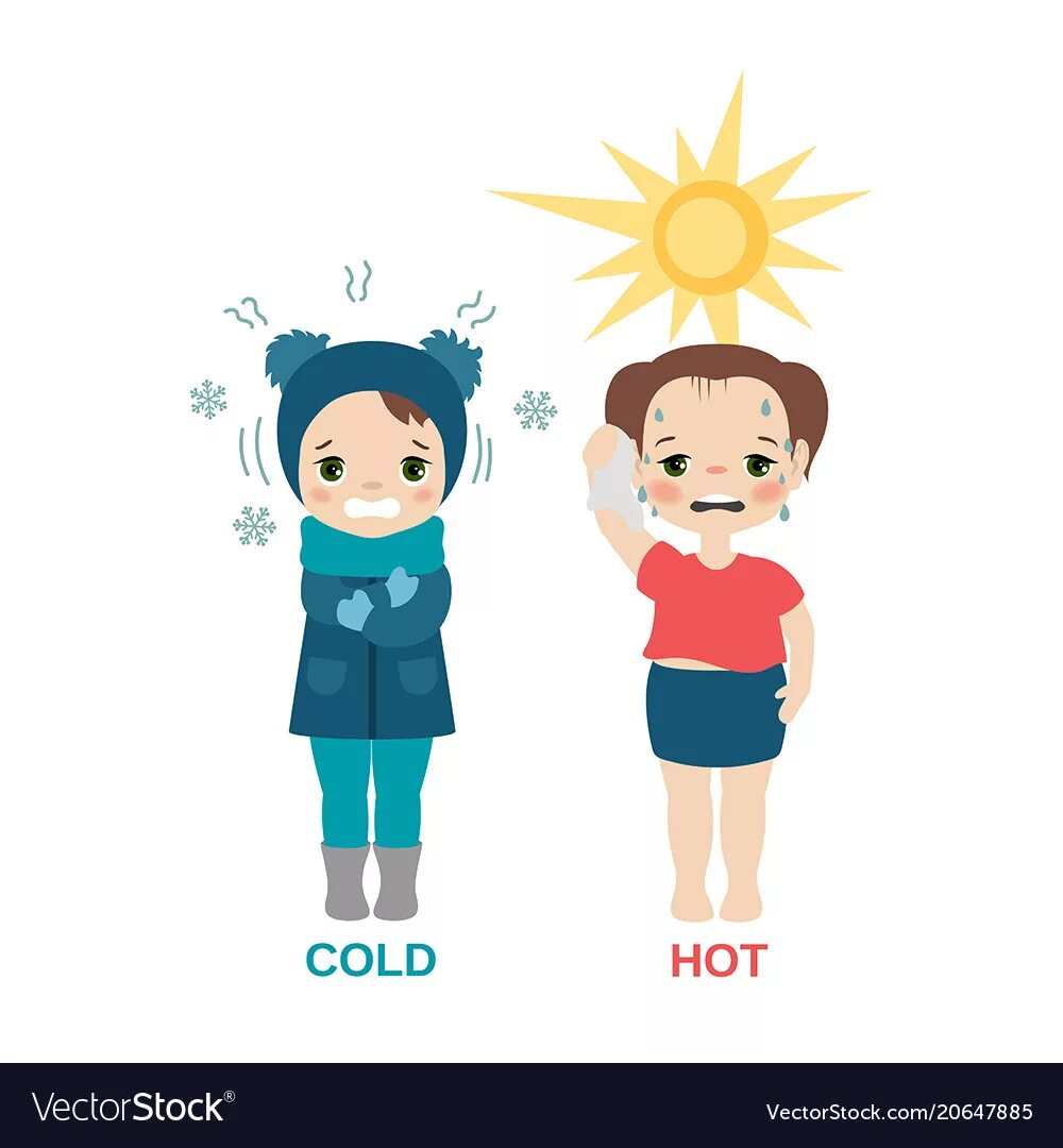 Cold kid. Hot Cold для детей. Cold hot картинка. Cold hot картинки для детей. Холод векторные иллюстрации.