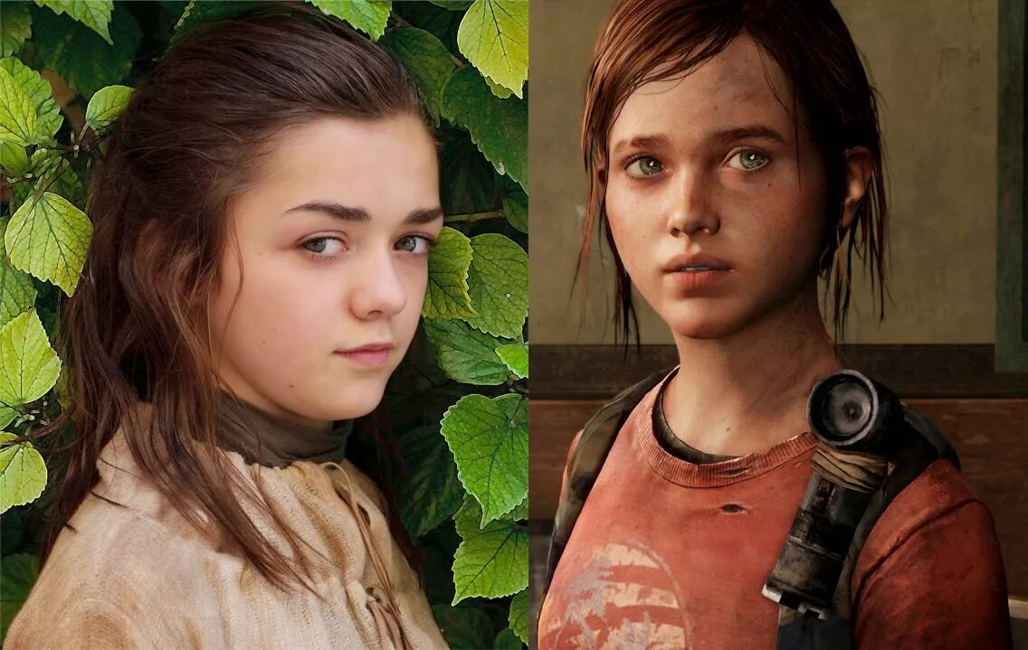 Игры похожи на реальные. Арья Старк Элли. Мэйси Уильямс Элли the last of us.