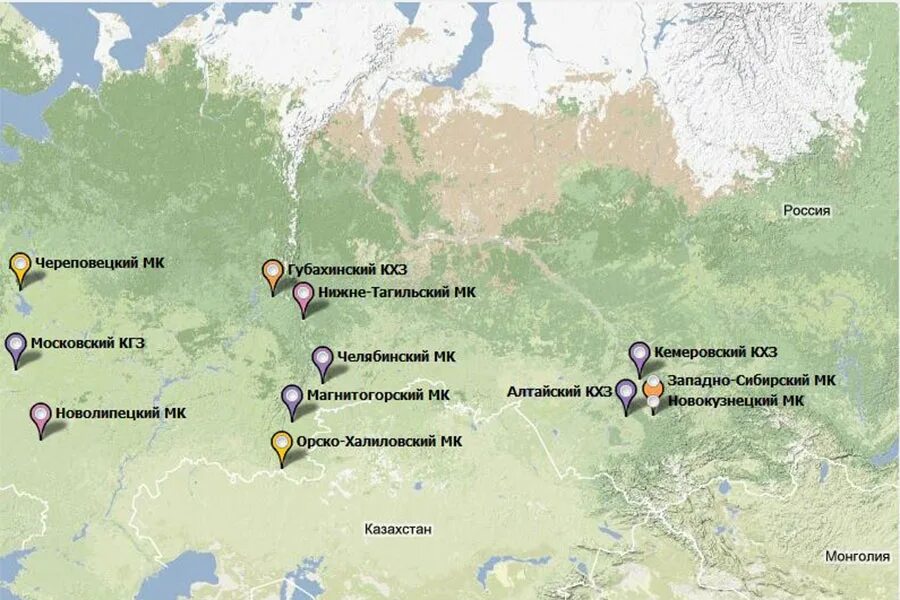 В каком городе расположен северсталь. Северсталь на карте. кузнецкий металлургический комбинат на карте. новолипецкий комбинат карта.