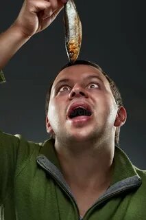 Man eats fish