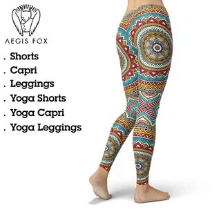 Women Clothing Womens Yoga Pants Hand Retro Decor Mandalas High Waist Yoga Leggi