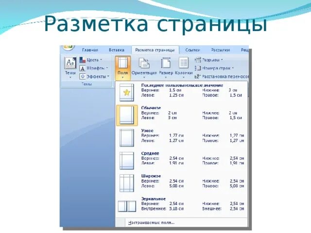 Вид разметка страницы word