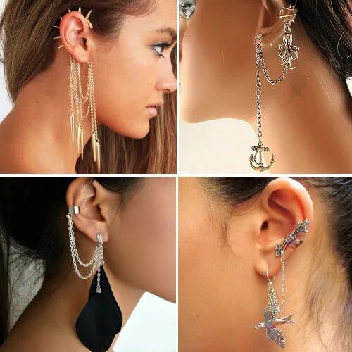 Details about New Septum Nose to Ear Chain / Non-Pierced Nose Ring & Pierced Ear