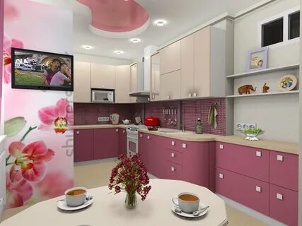 Розово бежевая кухня