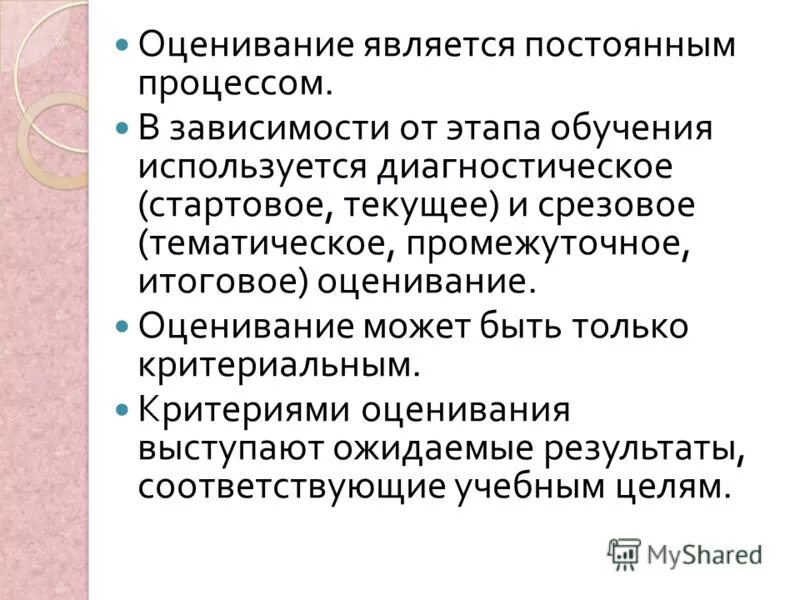 Урок оценки является