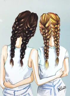 Нарисованные девочки подруги