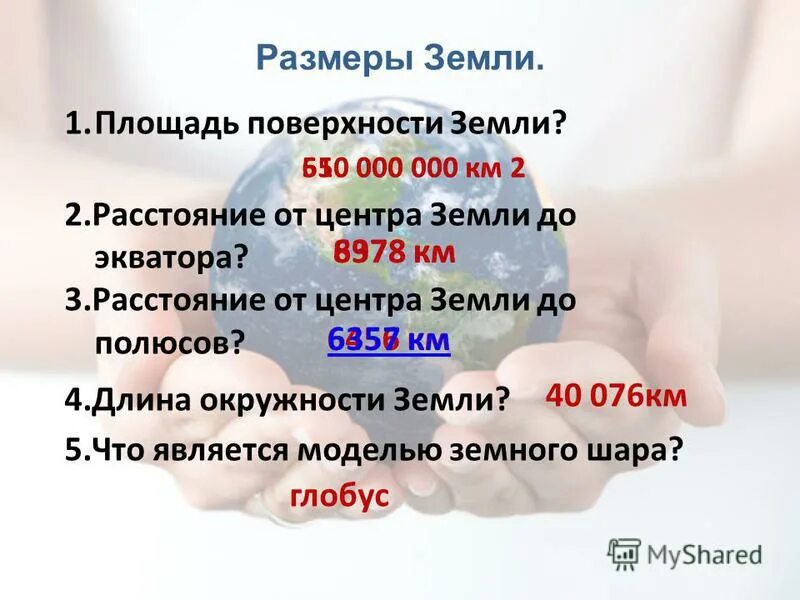 Расстояние от центра земли до полюсов