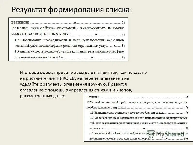Правила формирования списков. Формирование списка работ. Правила формирования списков. Правила формирования списков. Формирование списка.