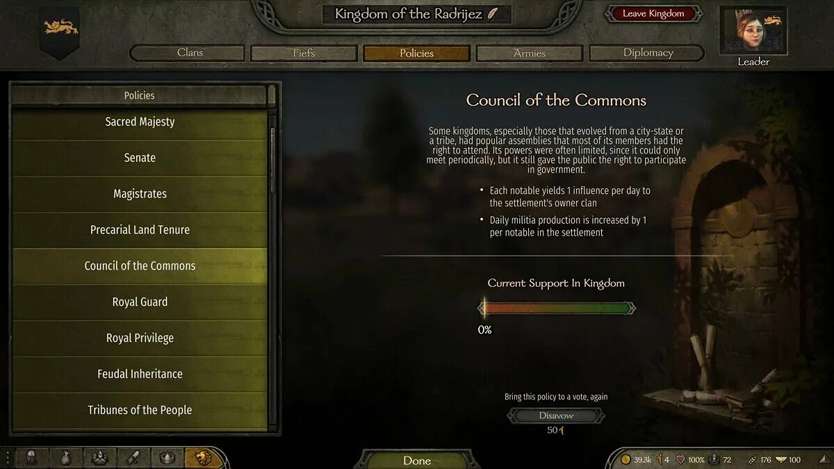 Kingdom menu
