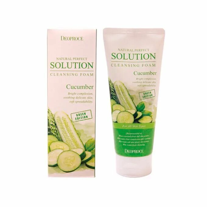 Solution cleansing foam. Пенка огурец Deoproce cucumber natural Cleansing Foam. Пенка natural perfect solution Cleansing Foam Green Edition cucumber. Deoproce пенка natural perfect cucumber. Пенка для умывания Deoproce natural perfect solution Cleansing Foam Deep Cleansing (170 гр.).