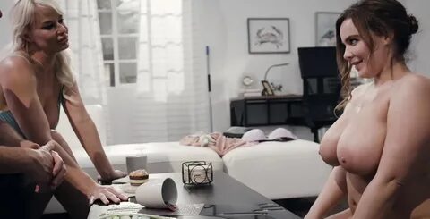 Blonde mature London River and her hubby using their BBW maid Natasha Nice.
