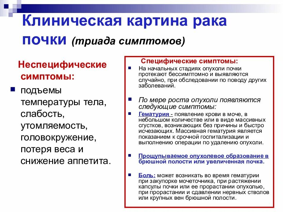 Рак почки причины. Триада симптомов опухоли почки. Новообразование 1 степени почки.