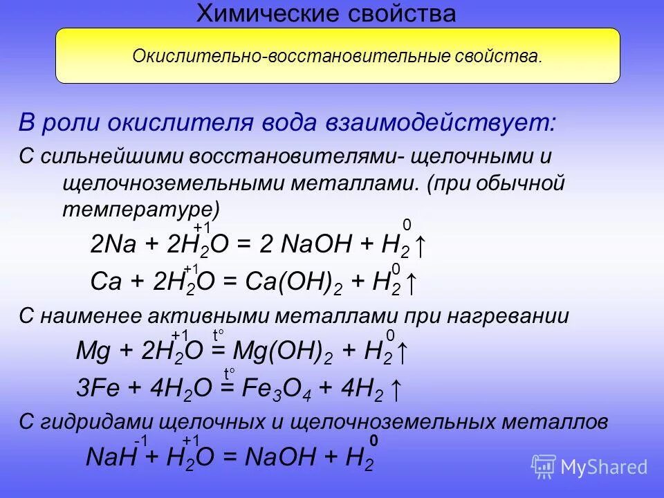 Реакции с участием металлов