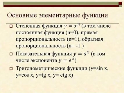 Конспект по элементарным функциям