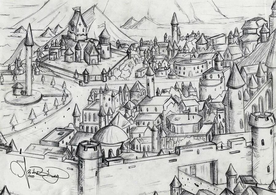Средневековье рисунок. Город средневековья. Средневековые зарисовки. Средневековый город рисунок. Средневековый город в перспективе.