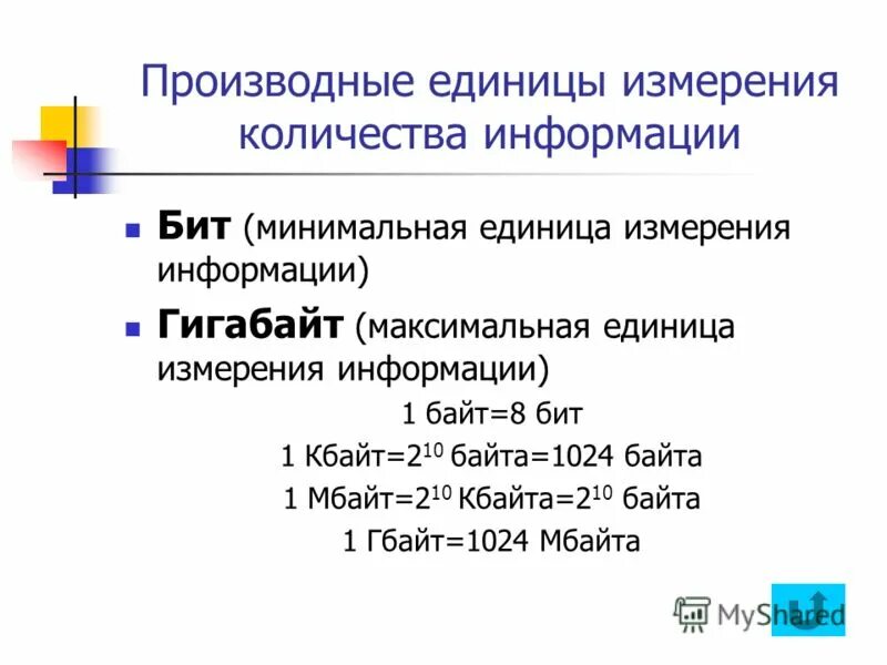 Минимальный единицей презентации. Производные единицы изменение информации. Производные единицы измерения информации. Минимальная единица измерения количества информации. Производные единицы измерения количества информации.