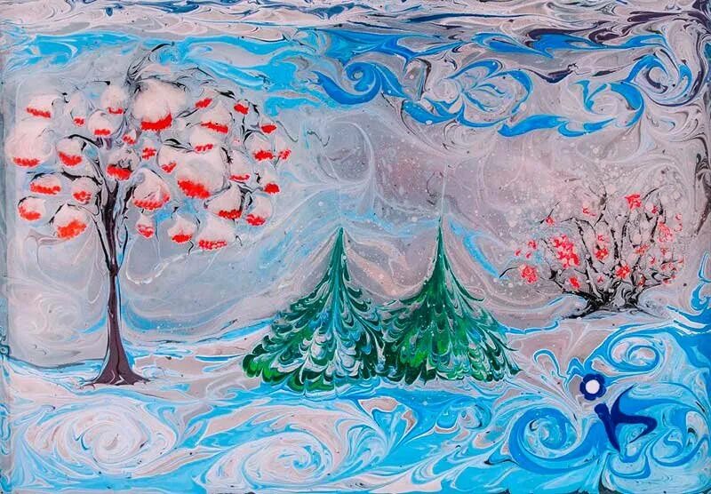 Конкурс волшебные узоры зимы. Рисование зимы красками. техники рисования для детей зима. рисование на зимнюю тематику. зимний эбру.