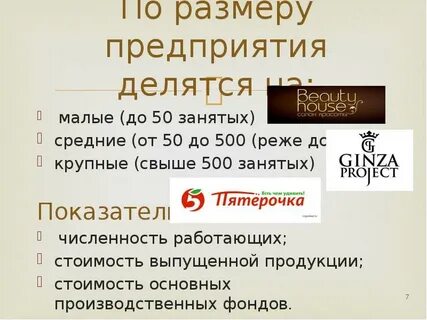 Размеры заводов