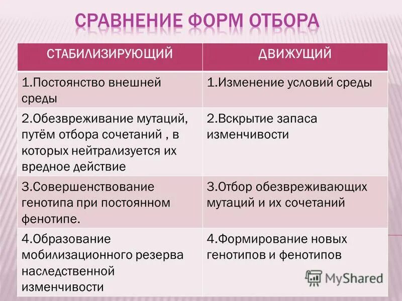 Естественный отбор мутации