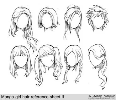 Image of Anime hair reference sheets