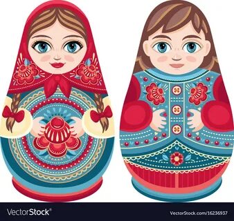 Matryoshka babushka doll set. 