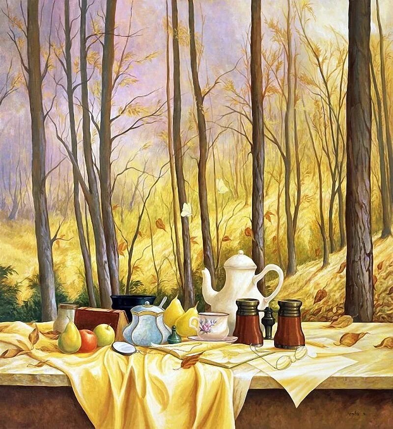 иллюстрации современных художников. доброе утро художник. картины художников с добрым утром. изящные картины. грегори фрэнк харрис чаепитие в саду.