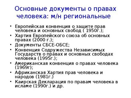 И основных свобод 1950 г