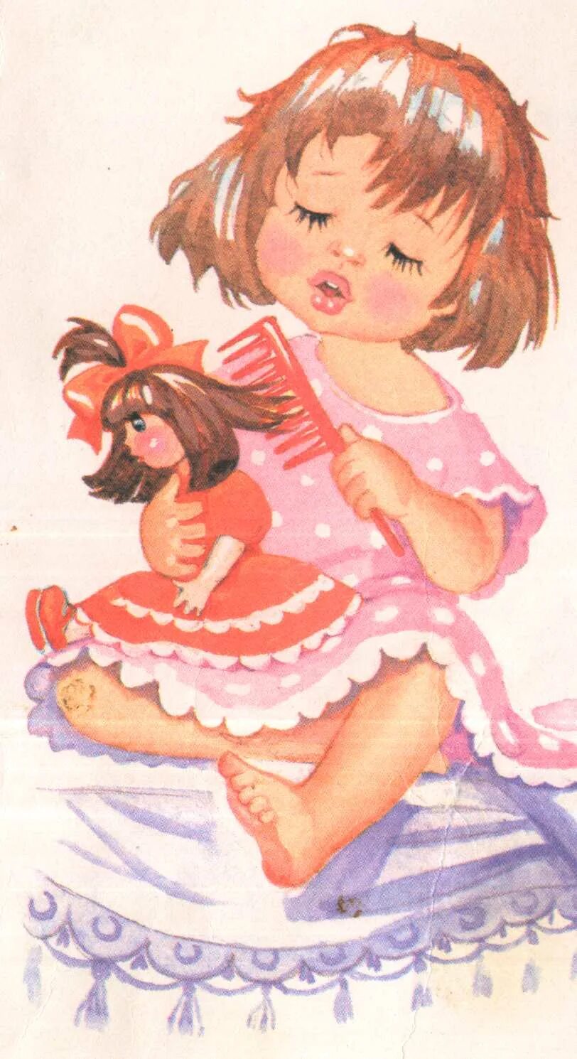 Девочка причесывает куклу. Девочка с куклой иллюстрация. Ребенок расчесывает куклу. Девочка причёсывается для детей. Картинка девочка с куклой