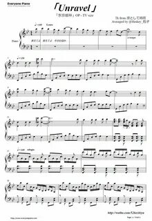 Unravel-Tokyo Ghoul OP Stave Preview 1-Free Piano Sheet Music & Piano C...