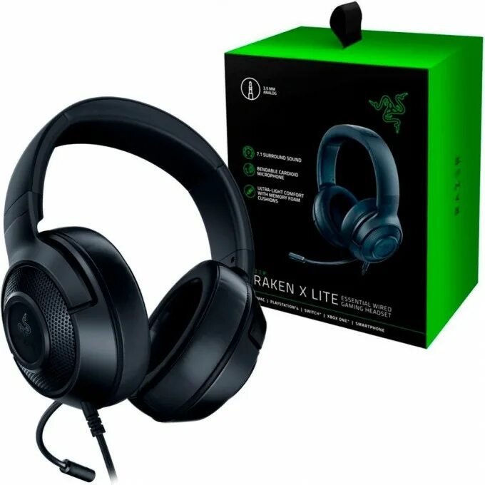 Игровые наушники Razer Kraken x Lite (rz04-02950100-r381). Рейзер Кракен х Лайт. Razer Kraken x. Или Razer Kraken x Lite черные.