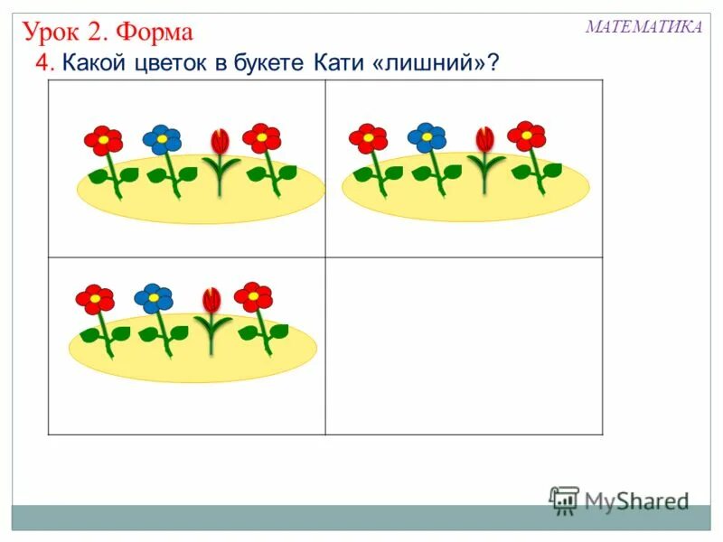 Форма математика 1 класс. Какой цветок лишний. какой цветок лишний почему. какой цветок лишний задание. какой цветок лишний? почему? математика.