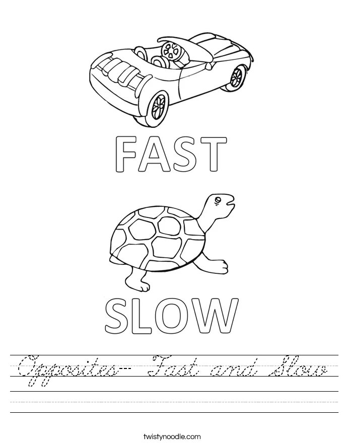 Fast activity. Английский для детей fast slow activities. раскраска opposites. slow раскраска. big small раскраска.