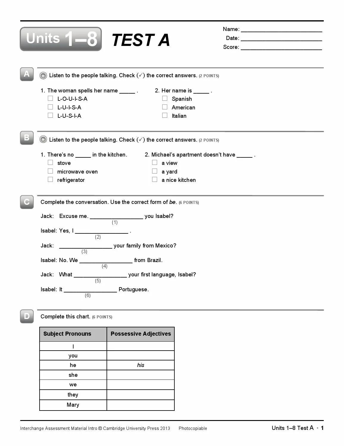 Юнит тест 8b. Self-Assessment Test 3 Units 5-6 ответы. Test Unit 3 form 6 ответы. Unit 1. B1 unit 7 test