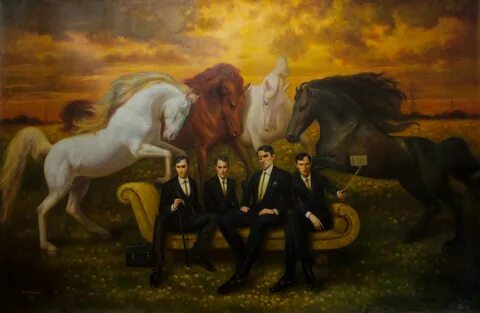 Rose Freymuth-Frazier, "Horsemen of the Metropolis," oil on linen...