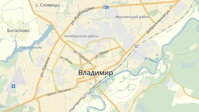 Карта Владимира с улицами. Карта города Владимира с улицами.