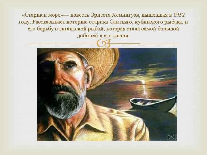 Старик и море читать краткое. «старик и море» эрнеста хемингуэя. повести э. хемингуэя «старик и море». 70 лет 1952 хемингуэй э старик и море.